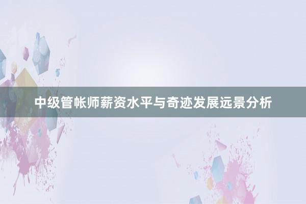 中级管帐师薪资水平与奇迹发展远景分析